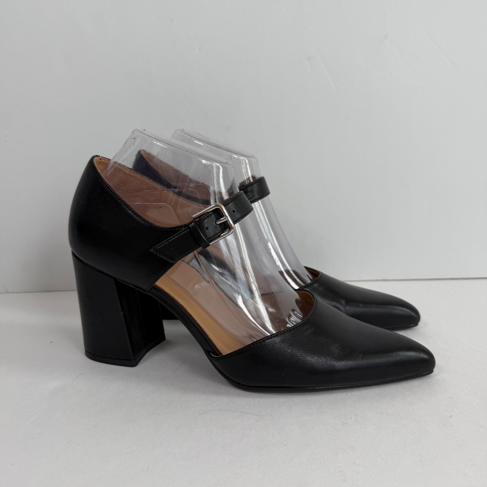 Naturalizer Pixie Black Mary Jane Heels Pointed Toe Block Heel 8.5 Office Career